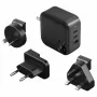 ENERGEA Travelite GAN66 Cargador GaN USB-C 66W 2C1A Negro US+EU