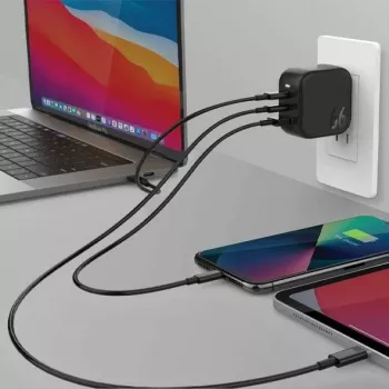ENERGEA Travelite GAN66 Cargador GaN USB-C 66W 2C1A Negro US+EU