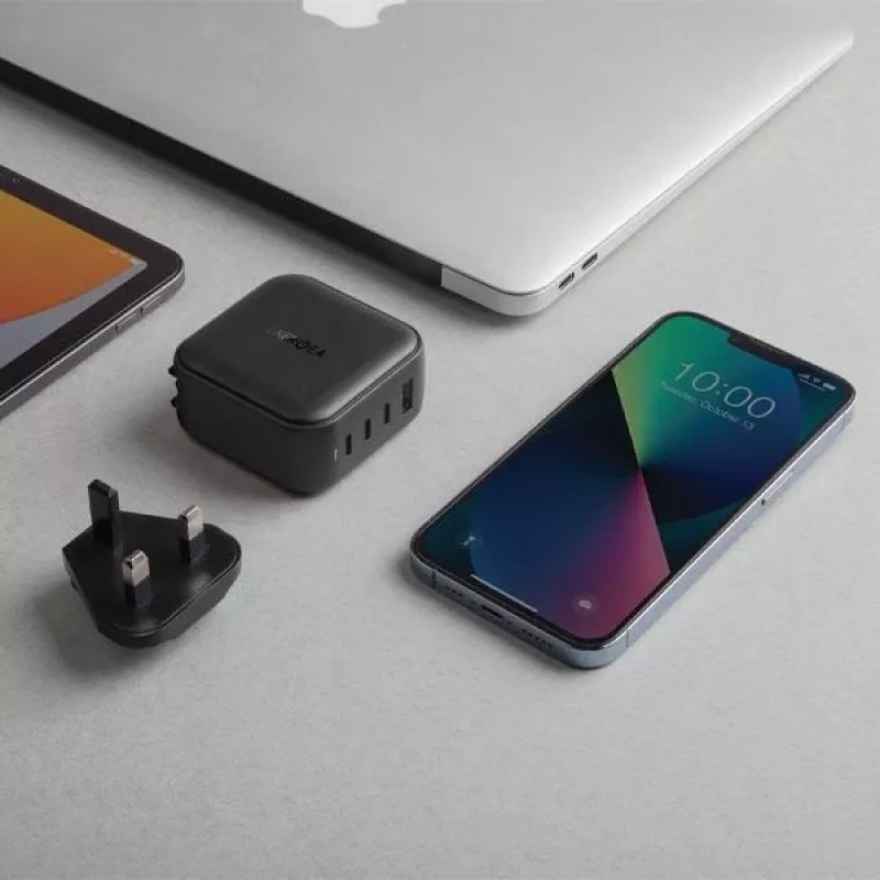 ENERGEA Travelite GAN66 Cargador GaN USB-C 66W 2C1A Negro US+EU