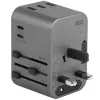 ENERGEA Travelworld Cargador USB 35,5W 3A2C con enchufes US/EU/UK/AU, Gunmetal