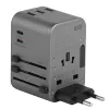ENERGEA Travelworld Cargador USB 35,5W 3A2C con enchufes US/EU/UK/AU, Gunmetal