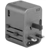 ENERGEA Travelworld Adaptador GaN65W 65W 1xUSB-A 2xUSB-C PD PPS QC 3.0 Enchufes intercambiables US/EU/UK Gunmetal Grey