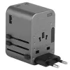 ENERGEA Travelworld Adaptador GaN65W 65W 1xUSB-A 2xUSB-C PD PPS QC 3.0 Enchufes intercambiables US/EU/UK Gunmetal Grey