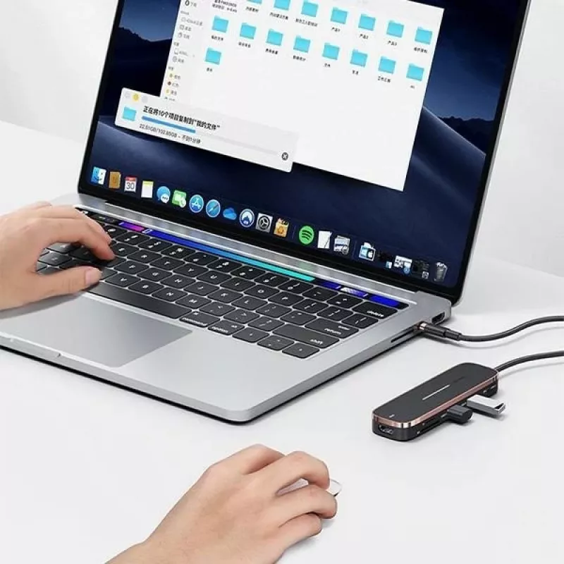 USAMS SJ575HUB01 Hub USB-C 2x USB-A USB-C PD HDMI Lector de tarjetas SD Micro SD Negro