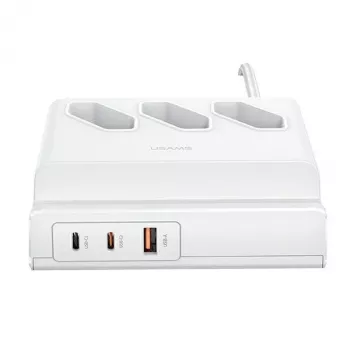 USAMS 65W Super SiFast Charging Toma de extensión USB EU Blanca CC160TC01 (US-CC160)