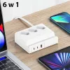 USAMS 65W Super SiFast Charging Toma de extensión USB EU Blanca CC160TC01 (US-CC160)