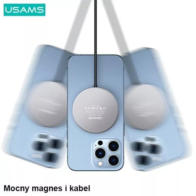 USAMS Cargador inalámbrico magnético 15W Aluminio Negro US-CD183