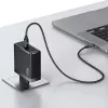 USAMS T52PD140W Fuente de alimentación GaN 140W con cable USB-C 240W, 2xUSB-C + 1xUSB-A, Carga rápida PD, Negro (US-CC168 + US-SJ581) Serie UM UMXLOGTC01
