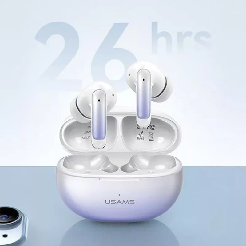 USAMS X-donseries Auriculares TWS Bluetooth 5.3 con ENC, Degradado lila-azul (US-XD19)