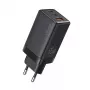 USAMS Sandru Series Cargador de pared GaN 65W 2xUSB-C 1xUSB-A Carga rápida PD3.0 QC3.0 Negro CC180TC01