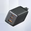 USAMS Sandru Series Cargador de pared GaN 65W 2xUSB-C 1xUSB-A Carga rápida PD3.0 QC3.0 Negro CC180TC01