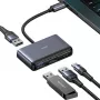 USAMS Adaptador hub USB-C 4 en 1 2x USB 2.0 / USB 3.0 / USB-C Gris oscuro SJ627HUB01 (US-SJ627)