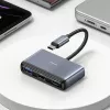 USAMS Adaptador hub USB-C 4 en 1 2x USB 2.0 / USB 3.0 / USB-C Gris oscuro SJ627HUB01 (US-SJ627)