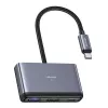 USAMS Adaptador hub USB-C 4 en 1 2x USB 2.0 / USB 3.0 / USB-C Gris oscuro SJ627HUB01 (US-SJ627)