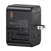 USAMS Cargador de viaje universal 65W 1xUSB-A + 2xUSB-C T62 con enchufes intercambiables US/AU/EU/UK Negro CC199TC01 (US-CC199)