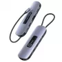 USAMS Adaptador hub USB-C 10 en 1 3x USB 3.0, SD/TF, HDMI, VGA, RJ45, PD 100W, Gris