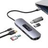 USAMS Adaptador hub USB-C 10 en 1 3x USB 3.0, SD/TF, HDMI, VGA, RJ45, PD 100W, Gris