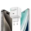 USAMS XMF Series CC209TC01 Cargador rápido GaN 35W con cable USB-C a Lightning retráctil, Negro