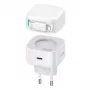USAMS XMF Series CC209TC02 Cargador rápido GaN 35W con cable Lightning retráctil, Blanco