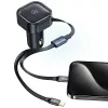 USAMS C41 Cargador de coche 30W Carga rápida PD con cables USB-C y Lightning retráctiles Negro (US-CC219)