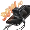 USAMS C41 Cargador de coche 30W Carga rápida PD con cables USB-C y Lightning retráctiles Negro (US-CC219)