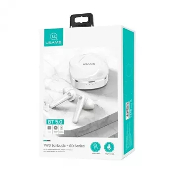 USAMS SDseries BHUSD01 True Wireless Stereo Bluetooth 5.0 Auriculares, blanco