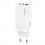 USAMS GaN 65W Cargador Rápido MT T33 PD 2xUSB-C + USB-A Blanco CC110TC02 (US-CC110)