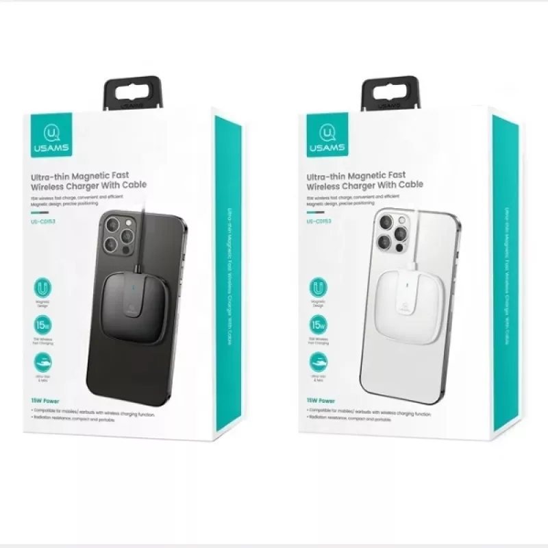 USAMS US-CD153 Cargador Magnético 15W para iPhone 12/13/14/15 Serie - Blanco