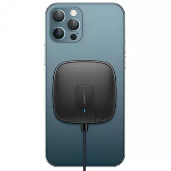 USAMS US-CD159 Cargador Inalámbrico Magnético 15W Extra Fino para iPhone 12 Serie Negro