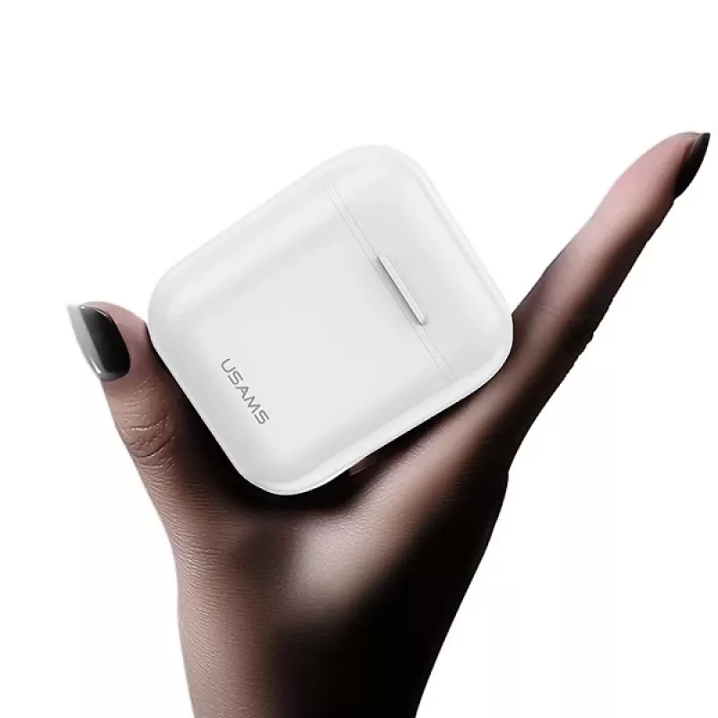 USAMS LU Series True Wireless Stereo Bluetooth 5.0 Auriculares con Estuche de Carga, Blanco, BHULU01 (US-LU001)