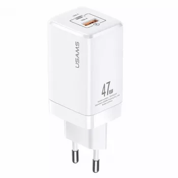 USAMS T41 GaN 47W Cargador Rápido USB-C + USB-A (Blanco) CC137TC02