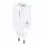 USAMS T41 GaN 47W Cargador Rápido USB-C + USB-A (Blanco) CC137TC02