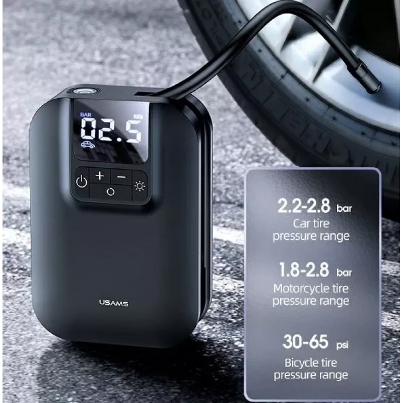 USAMS Mini Bomba US-ZB215 Bomba de Aire para Coche 5000mAh CQBZB21501