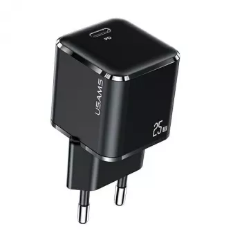 USAMS T42 Mini 25W Cargador Rápido USB-C PD3.0 (Solo Cabezal) Negro CC140TC01