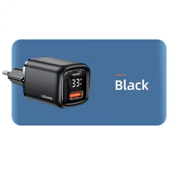 USAMS Cargador Rápido USB-C + USB-A 33W PD3.0 QC3.0 Negro CC152TC01