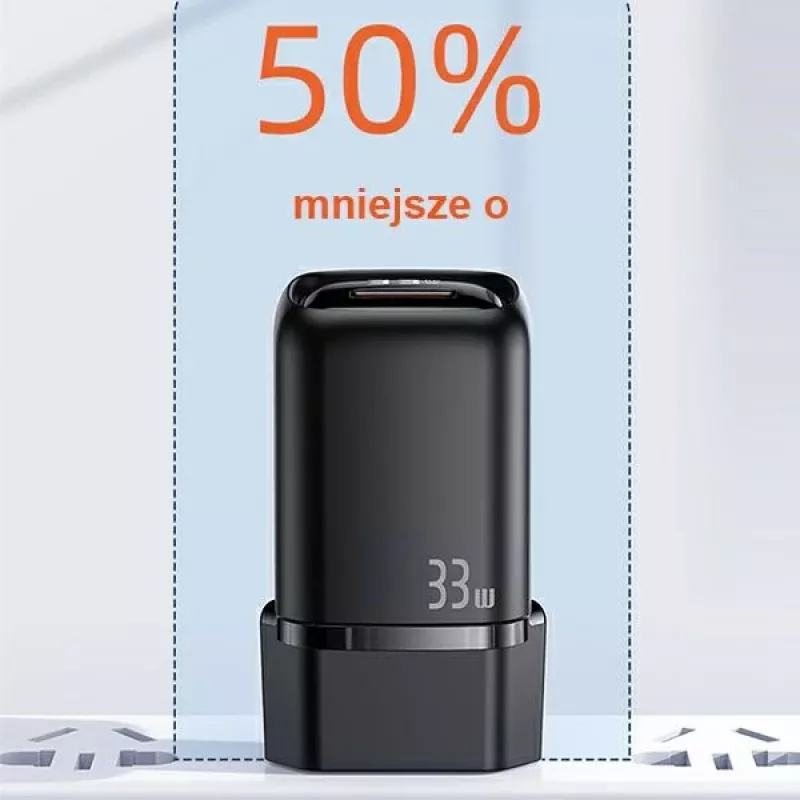 USAMS Cargador Rápido USB-C + USB-A 33W PD3.0 QC3.0 Negro CC152TC01