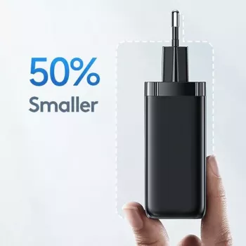 USAMS T47 65W PD Carga Rápida Cargador de Pared Super Si con 1x USB-C y 1x USB-A, Blanco (CC153TC02)
