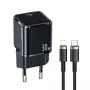 USAMS T45 cargador rápido 30W PD3.0 USB-C con cable U63 USB-C a Lightning, negro, UXTZH01