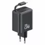USAMS YC Series GaN 20W Fuente de Alimentación USB-C con Cable Retráctil, Carga Rápida PD+QC, Negro (US-CC233)