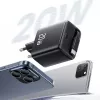 USAMS YC Series GaN 20W Fuente de Alimentación USB-C con Cable Retráctil, Carga Rápida PD+QC, Negro (US-CC233)