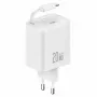 USAMS YC Series GaN 20W Fuente de Alimentación USB-C con Cable USB-C Retráctil, Carga Rápida PD+QC, Blanco (US-CC233)