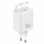 USAMS YC Series CC241TC02 30W Cargador de Pared GaN USB-C con Cable USB-C Retráctil, Carga Rápida PD+QC, Blanco