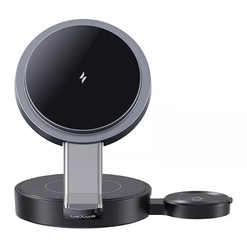 USAMS Estación de Carga Inalámbrica Plegable 3 en 1 15W para Teléfono/Apple Watch/Auriculares CD234WXC01 (US-CD234)