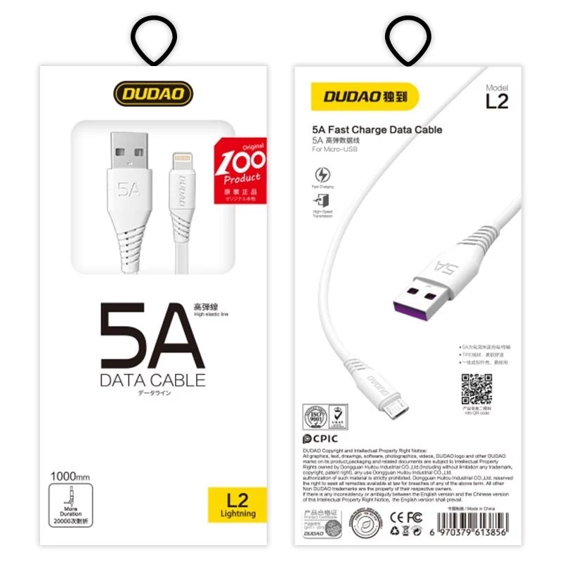 Dudao L2L cable USB-A a Lightning 1 m blanco