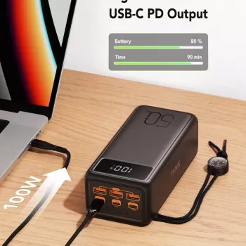 VEGER Powerbank Tank Boost PD QC3.0 5A 130W 56000 mAh Negro W5001C
