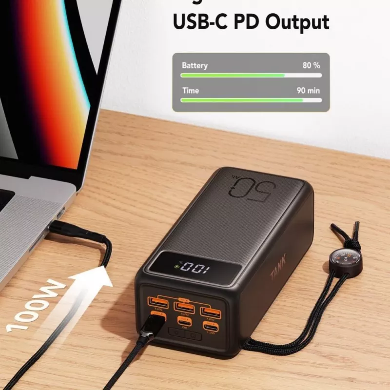 VEGER Powerbank Tank Boost PD QC3.0 5A 130W 56000 mAh Negro W5001C