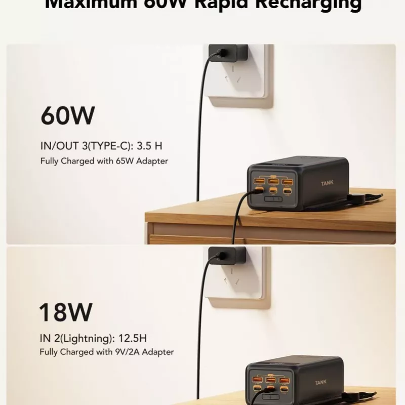 VEGER Powerbank Tank Boost PD QC3.0 5A 130W 56000 mAh Negro W5001C