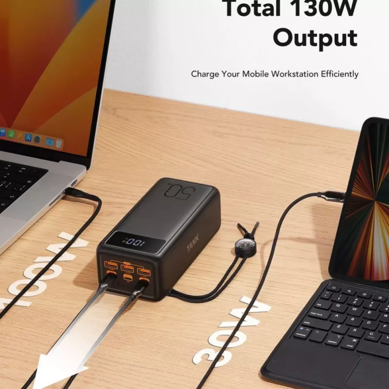 VEGER Powerbank Tank Boost PD QC3.0 5A 130W 56000 mAh Negro W5001C