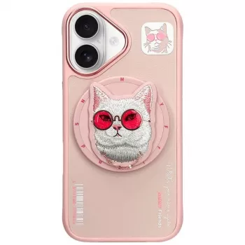 Nimmy Glasses Cool Cat Funda MagSafe para iPhone 16, Rosa