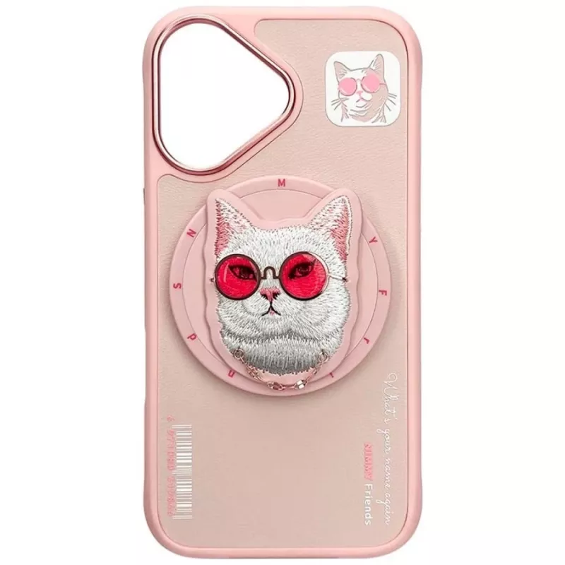 Nimmy Glasses Cool Cat Funda MagSafe para iPhone 16, Rosa
